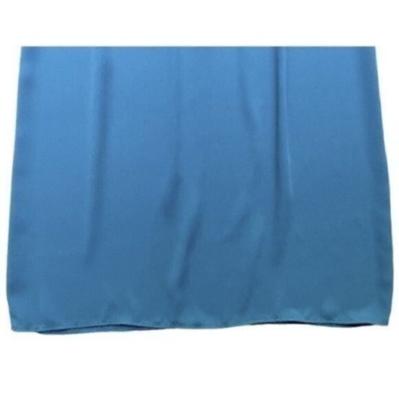 VTG 80s Balloon Long Sleeve Ruffle Midi Dress Blue Pearl Front Accent Women’s 10 - Picture 10 of 13